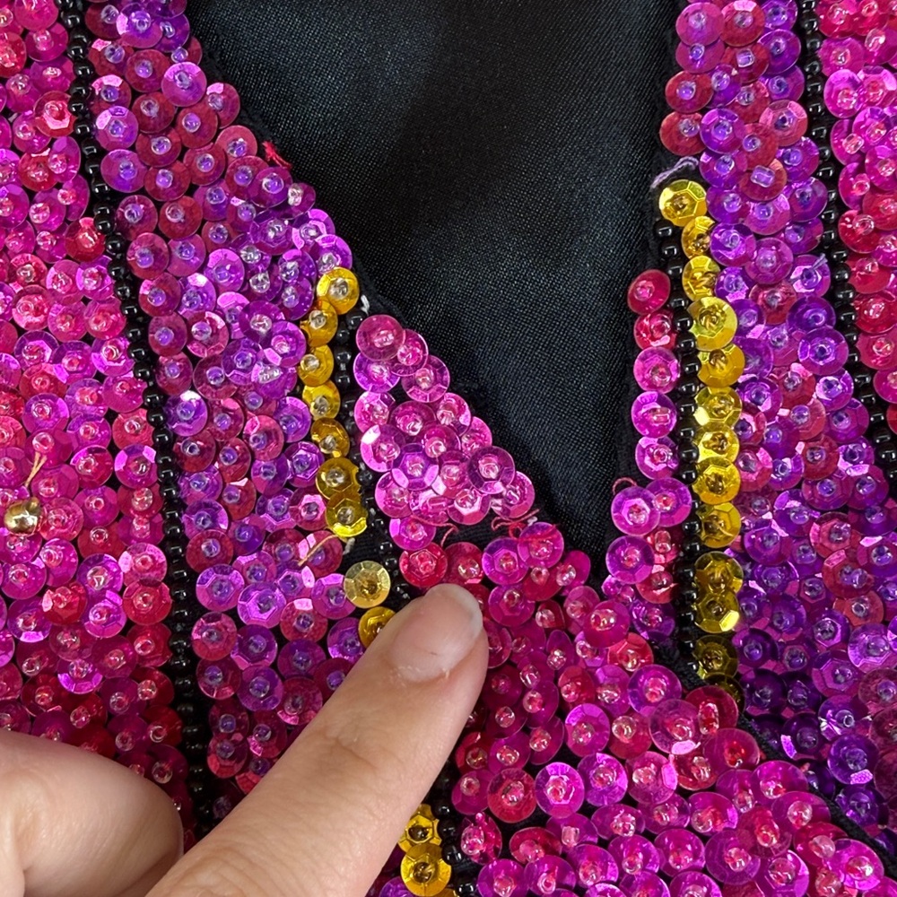 Vtg Glitzy Fashions Bali Handmade Sequin Vest Pink Beaded Festival Costume 90s M - Picture 12 of 15